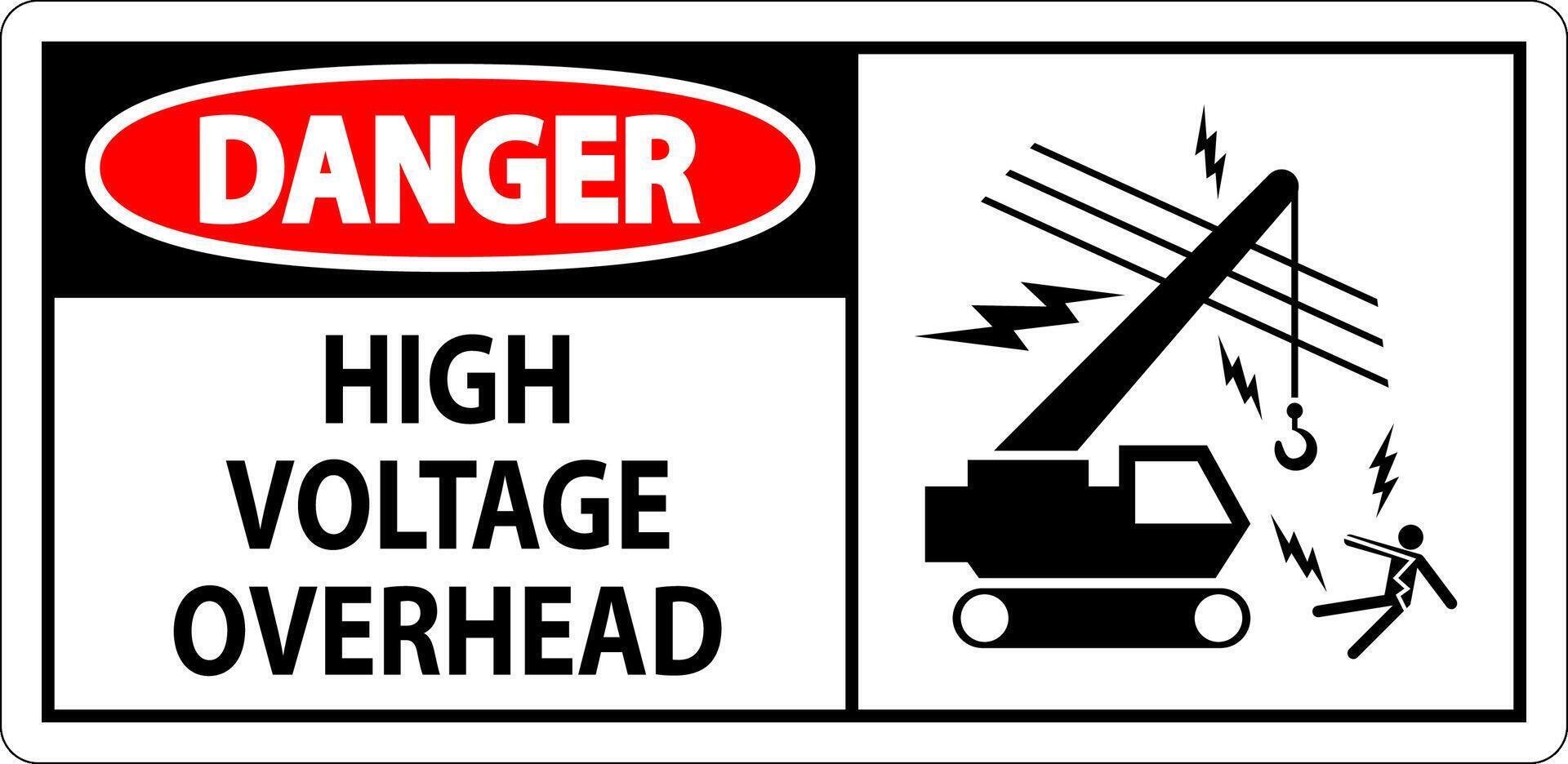 Gevaar teken hoog Spanning overhead vector