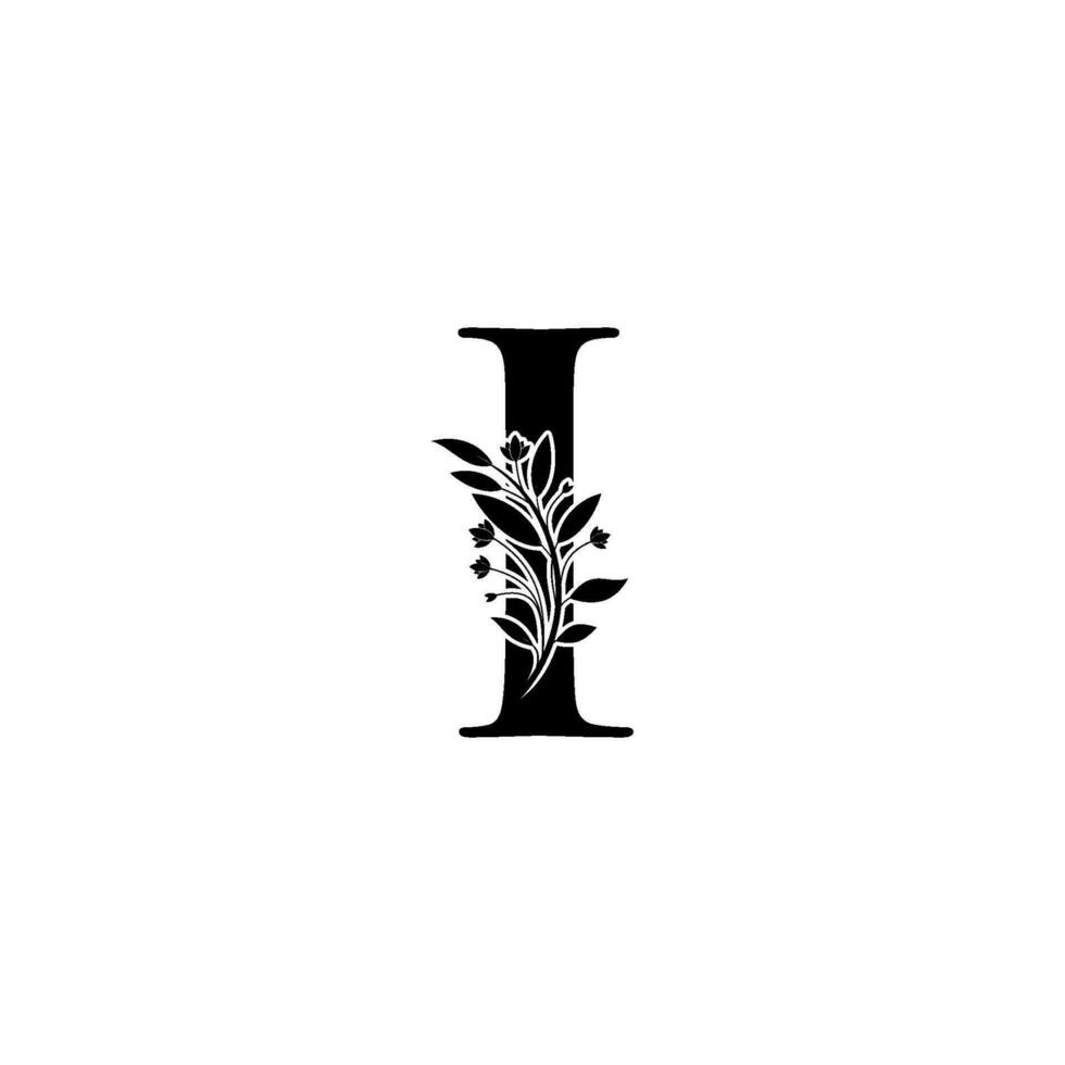 bloemen brief ik logo icoon, luxe alfabet doopvont eerste ontwerp geïsoleerd vector