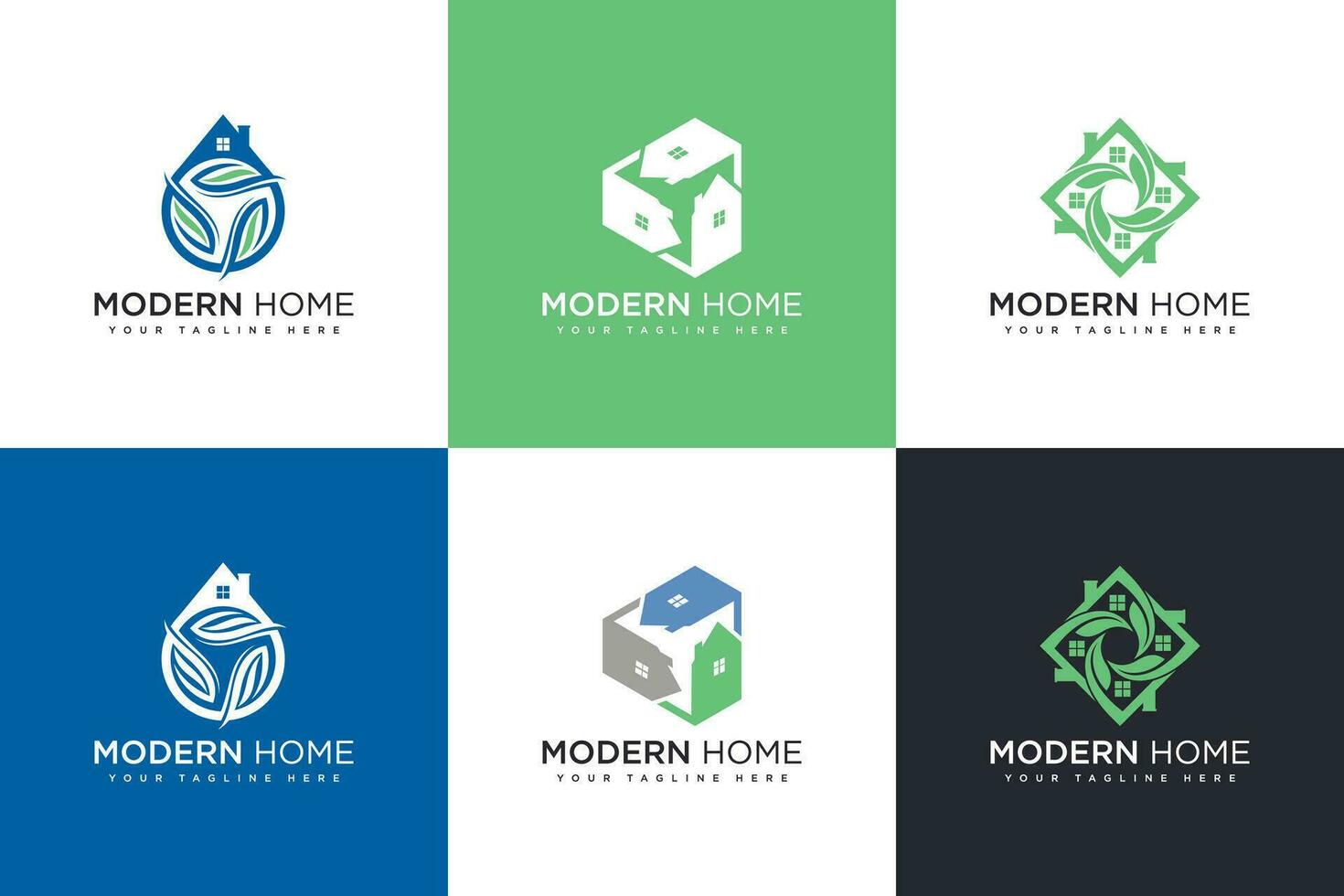 reeks van huis blad monogram gebouw huis logo vector