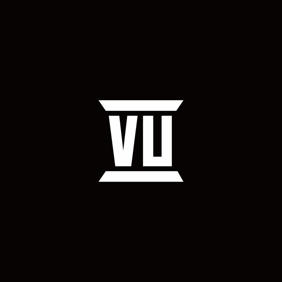 vu-logo-monogram met ontwerpsjabloon in pilaarvorm vector