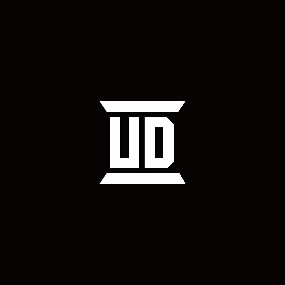 ud logo monogram met pilaarvorm ontwerpen sjabloon vector