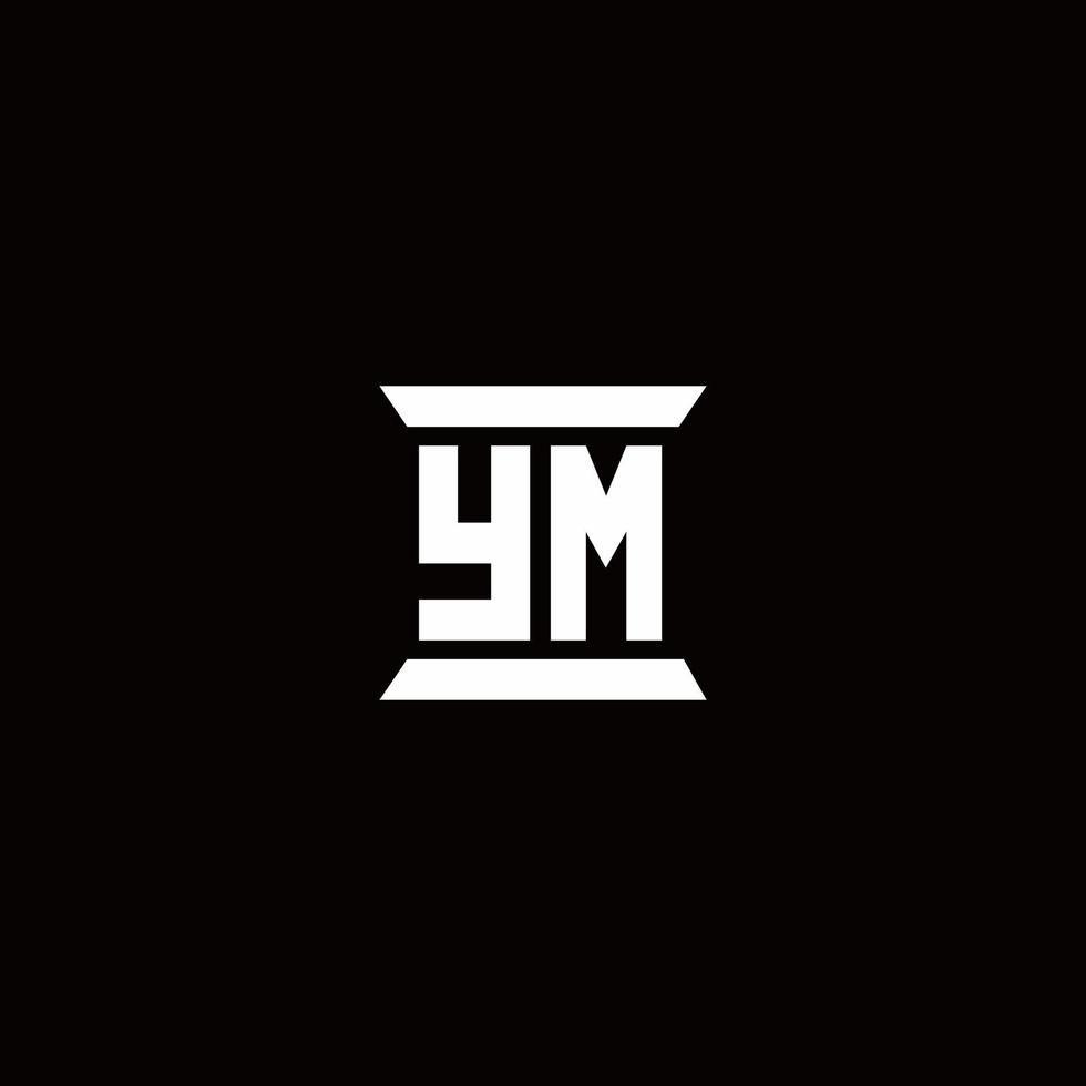 ym logo monogram met pilaarvorm ontwerpen sjabloon vector
