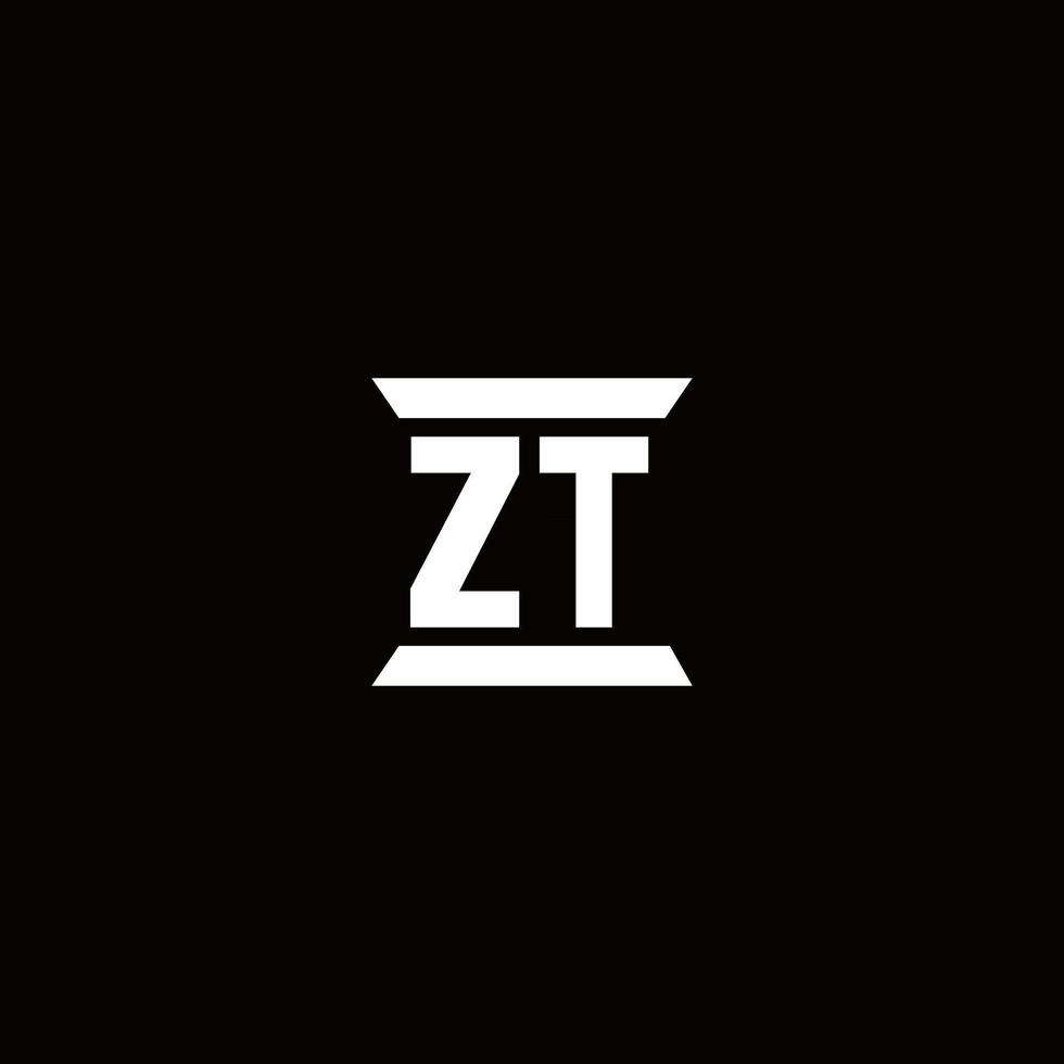 zt logo monogram met pilaarvorm ontwerpen sjabloon vector