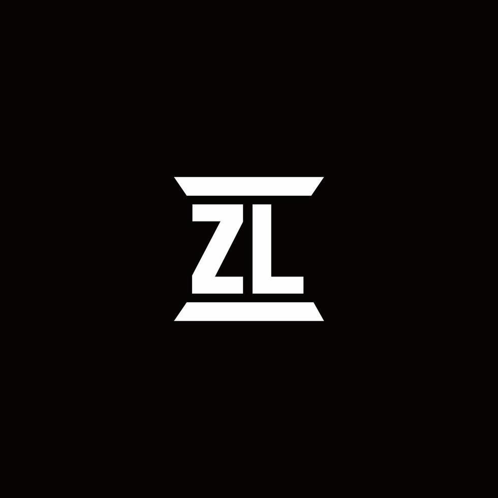 zl logo monogram met pilaarvorm ontwerpen sjabloon vector