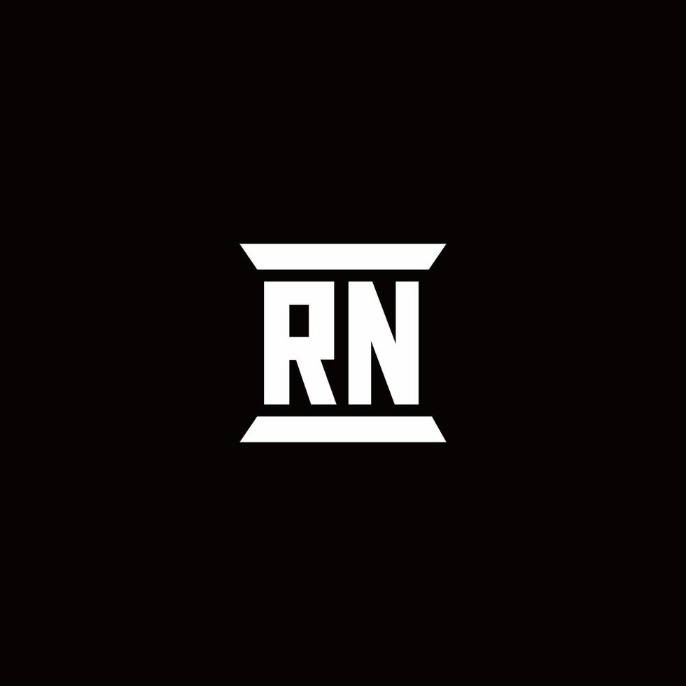 rn logo monogram met pilaarvorm ontwerpen sjabloon vector