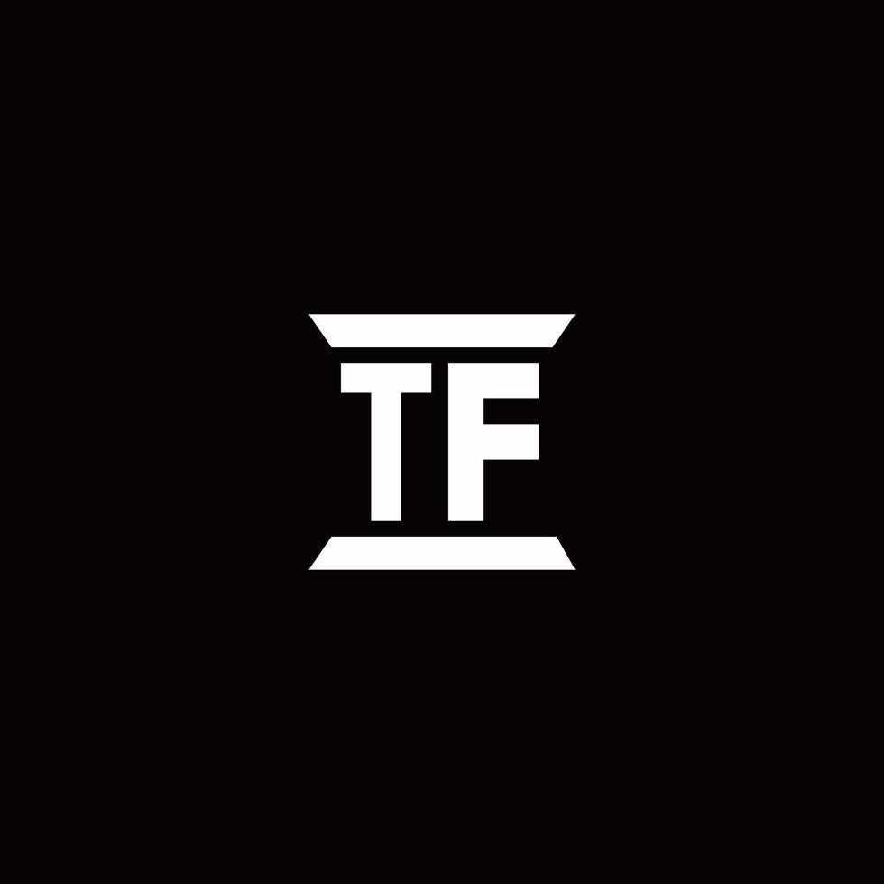 tf-logomonogram met ontwerpsjabloon in pilaarvorm vector