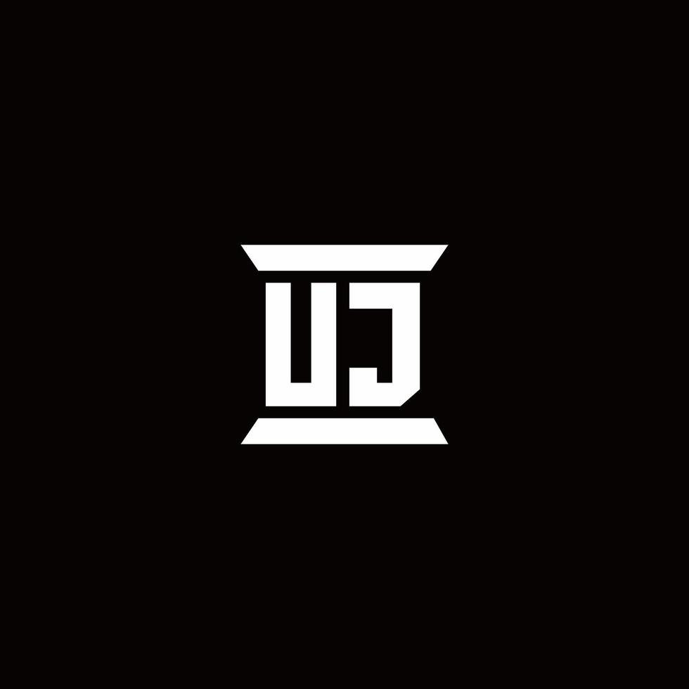 uj logo monogram met pilaarvorm ontwerpen sjabloon vector