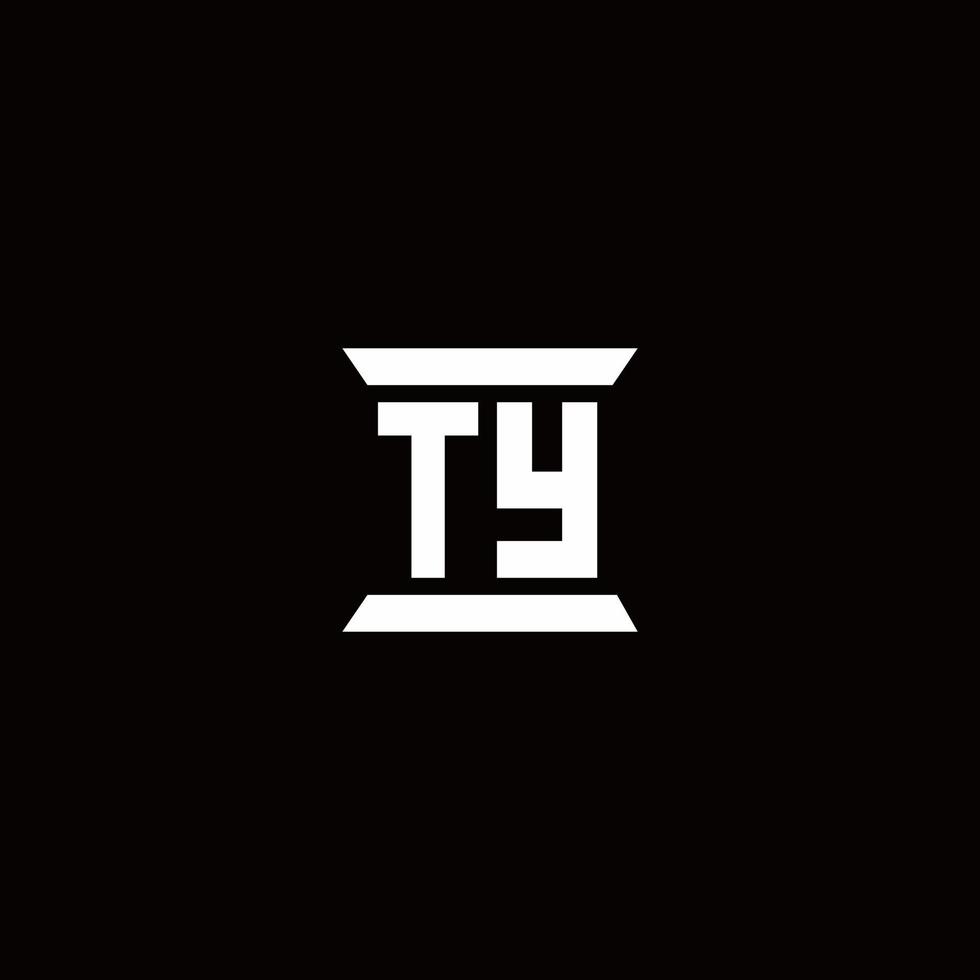 ty logo monogram met pilaarvorm ontwerpen sjabloon vector