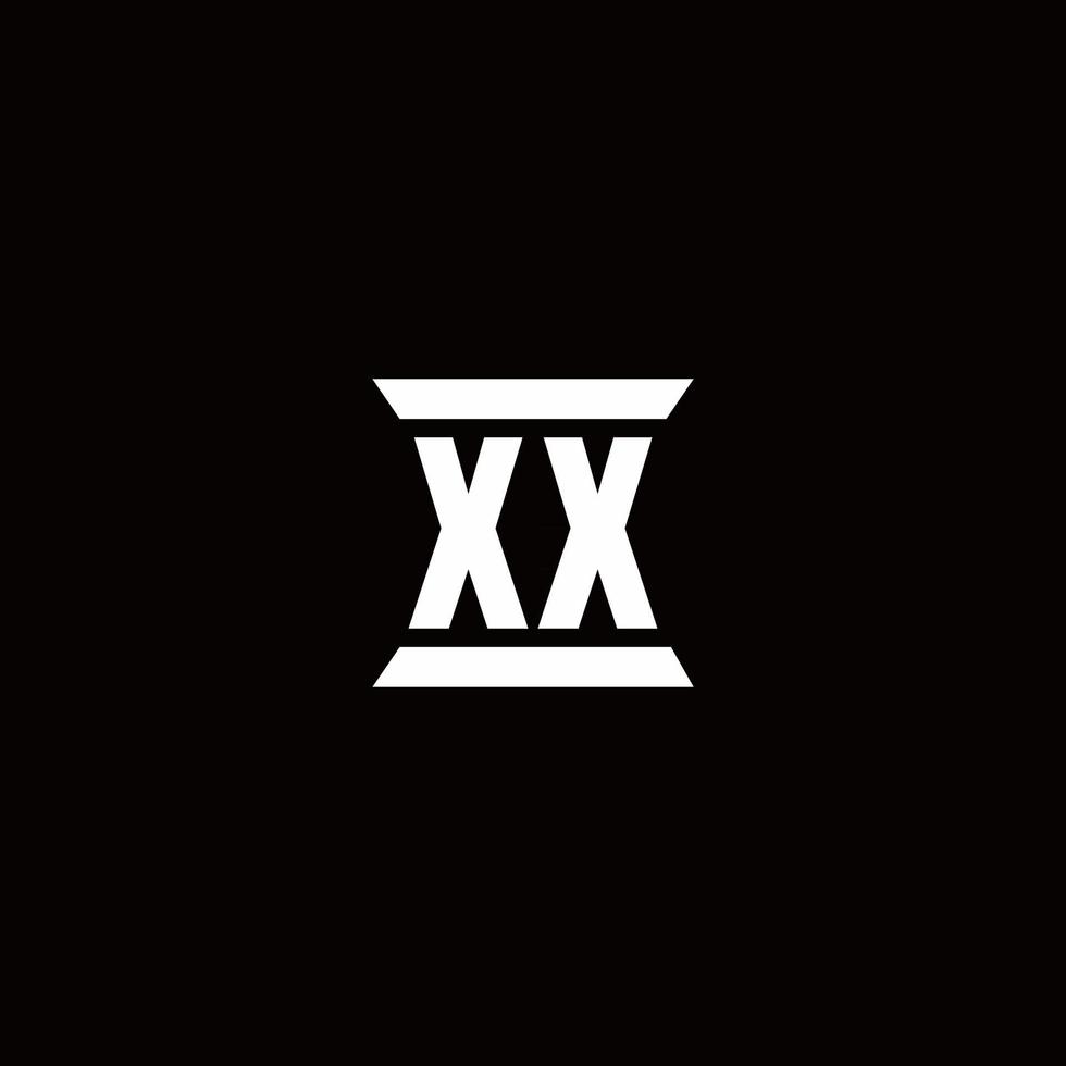 xx logo-monogram met ontwerpsjabloon in de vorm van een pilaar vector