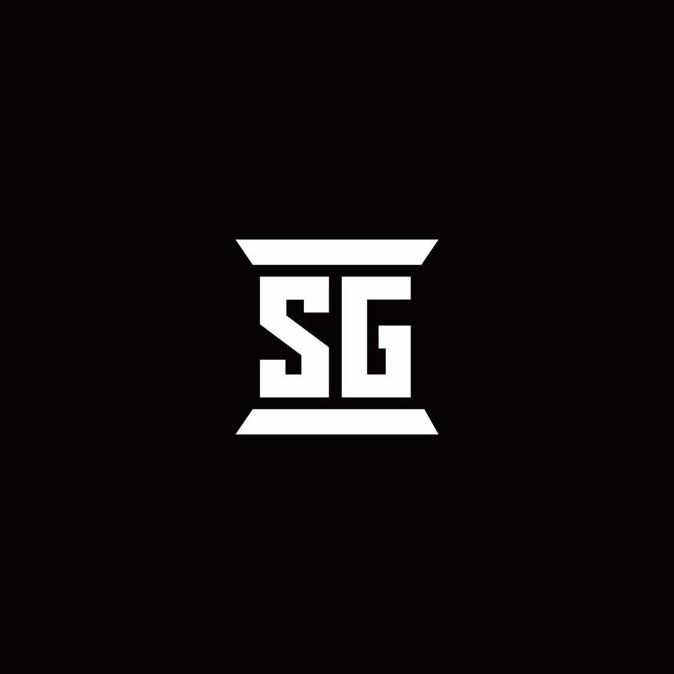 sg logo monogram met pilaarvorm ontwerpen sjabloon vector