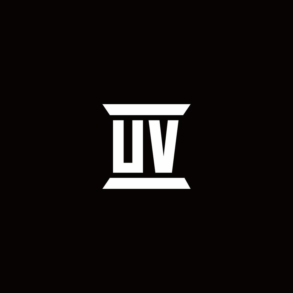 uv-logo-monogram met ontwerpsjabloon in pilaarvorm vector