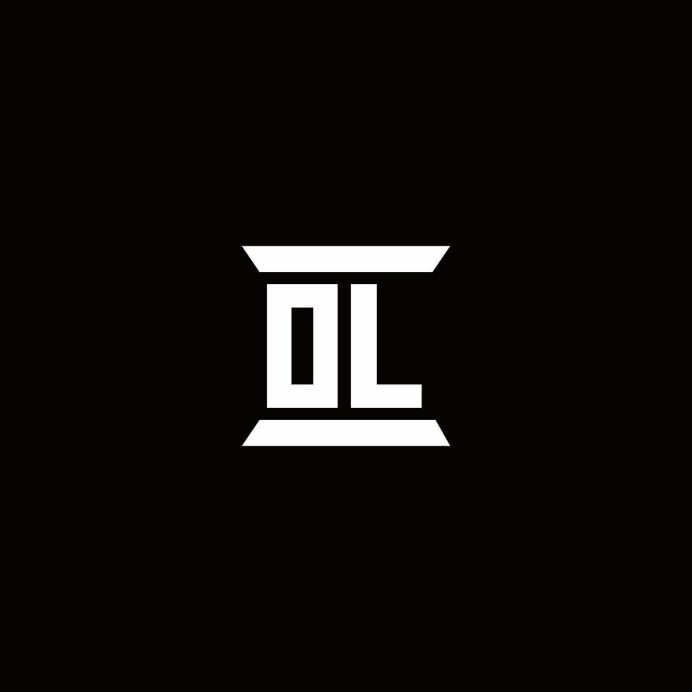 ol logo monogram met pilaarvorm ontwerpen sjabloon vector