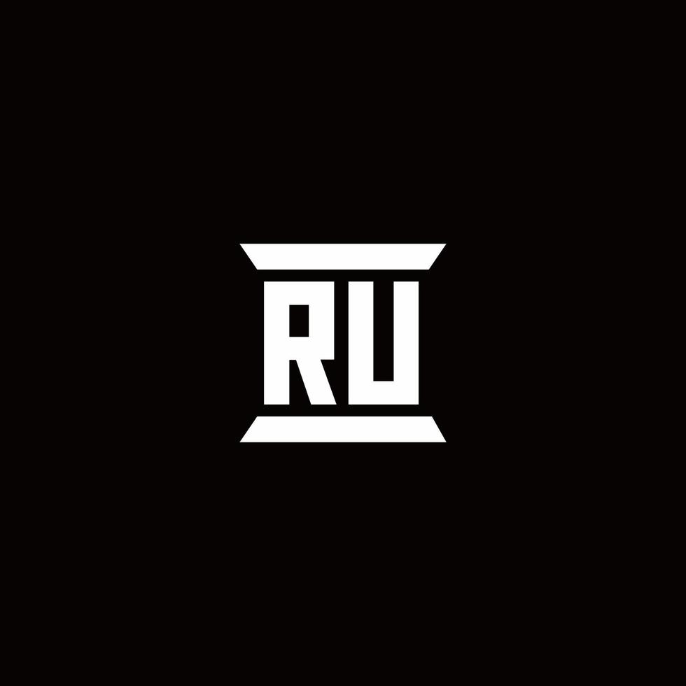ru logo monogram met pilaarvorm ontwerpen sjabloon vector