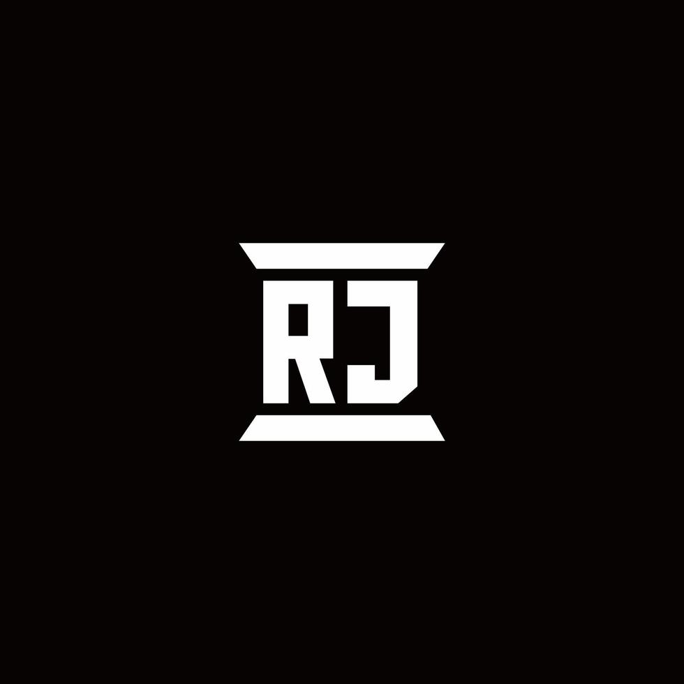 rj-logo-monogram met ontwerpsjabloon in pilaarvorm vector