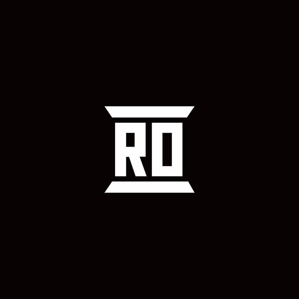 ro-logo-monogram met ontwerpsjabloon in pilaarvorm vector