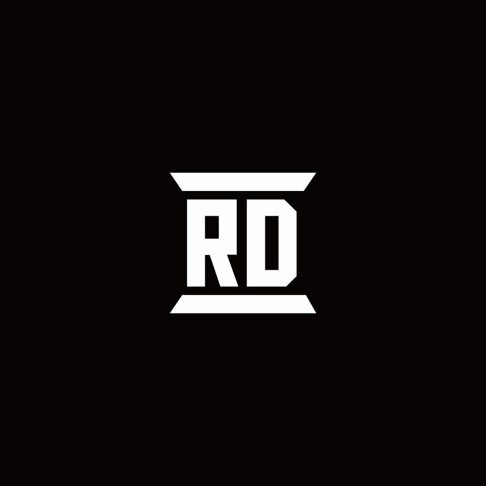 rd logo monogram met pilaarvorm ontwerpen sjabloon vector