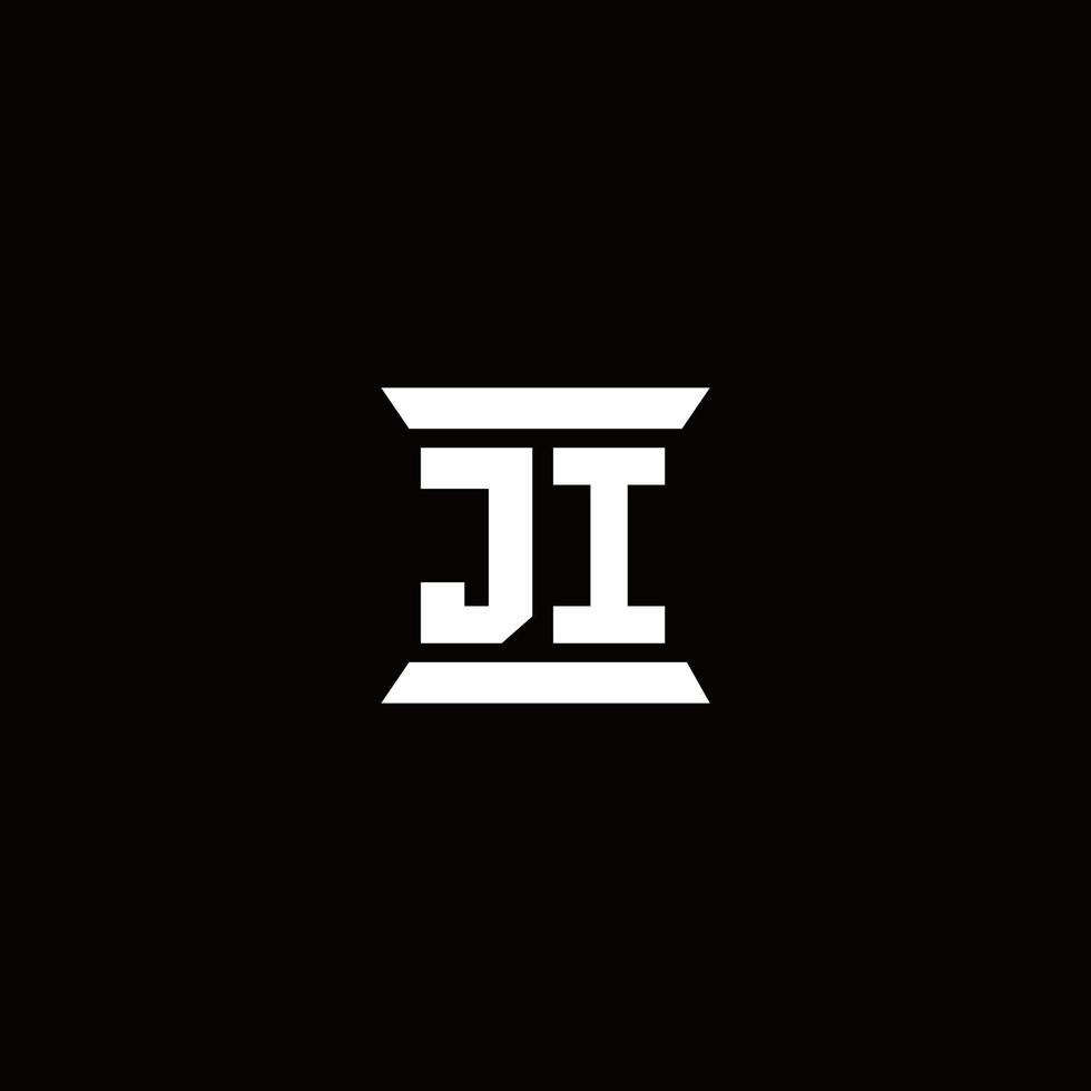 ji-logo-monogram met ontwerpsjabloon in pilaarvorm vector