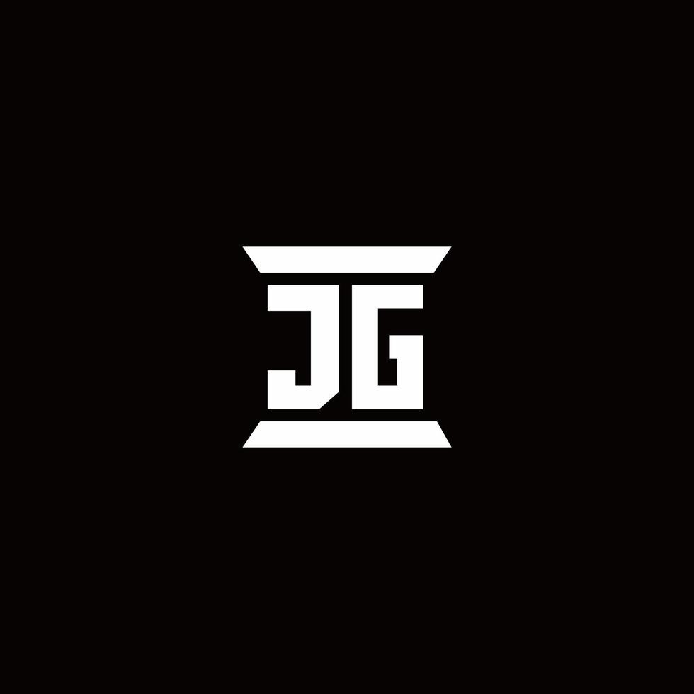 jg logo monogram met pilaarvorm ontwerpen sjabloon vector