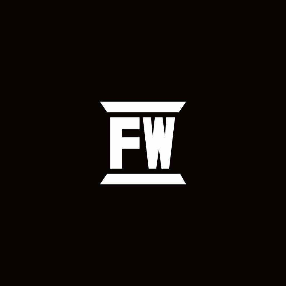 fw logo monogram met pilaarvorm ontwerpen sjabloon vector