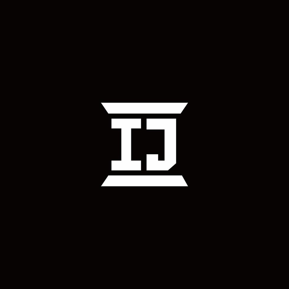 ij logo monogram met pilaarvorm ontwerpen sjabloon vector
