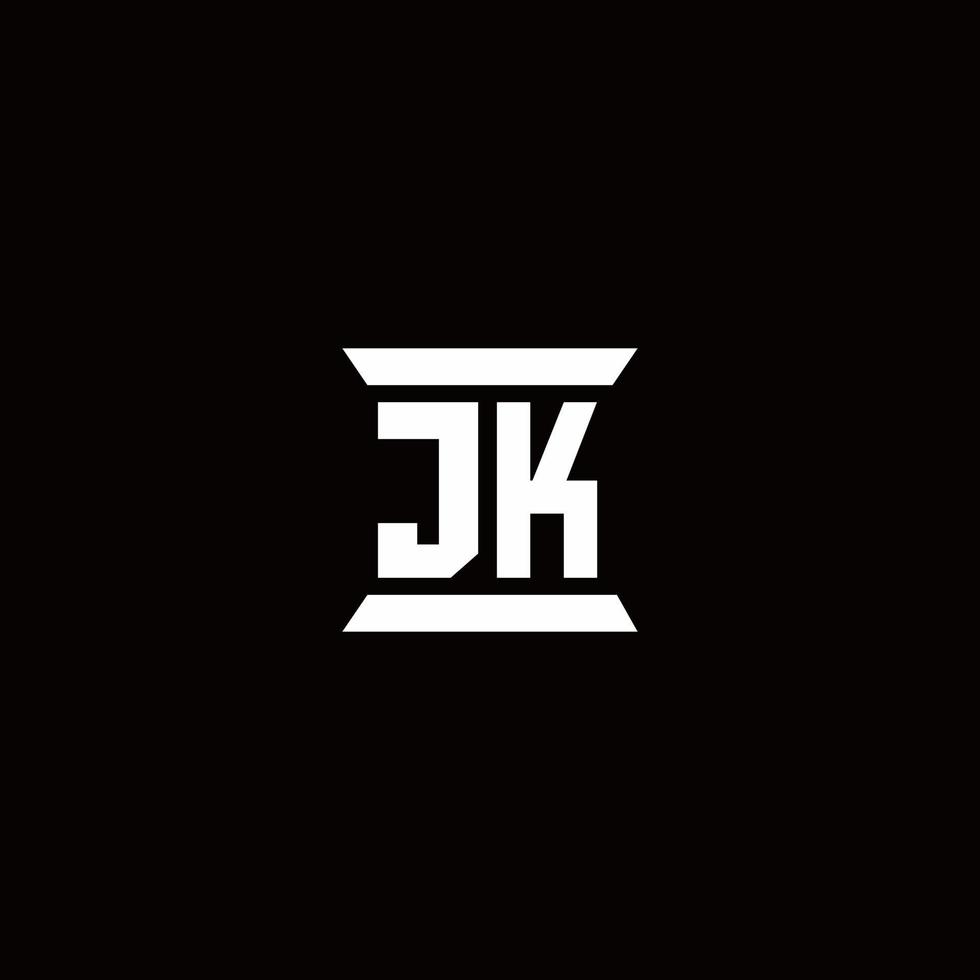 jk logo monogram met pilaarvorm ontwerpen sjabloon vector