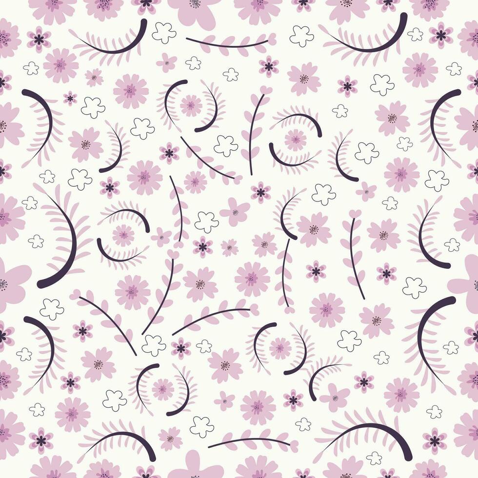 mooi naadloos wijnoogst bloemen patroon met bloem. neiging afdrukken voor textiel en behang Aan geïsoleerd wit achtergrond. vector