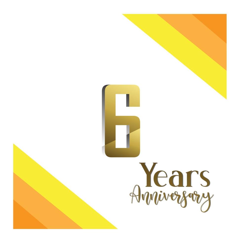 6 jaar verjaardag viering vector sjabloon ontwerp illustratie