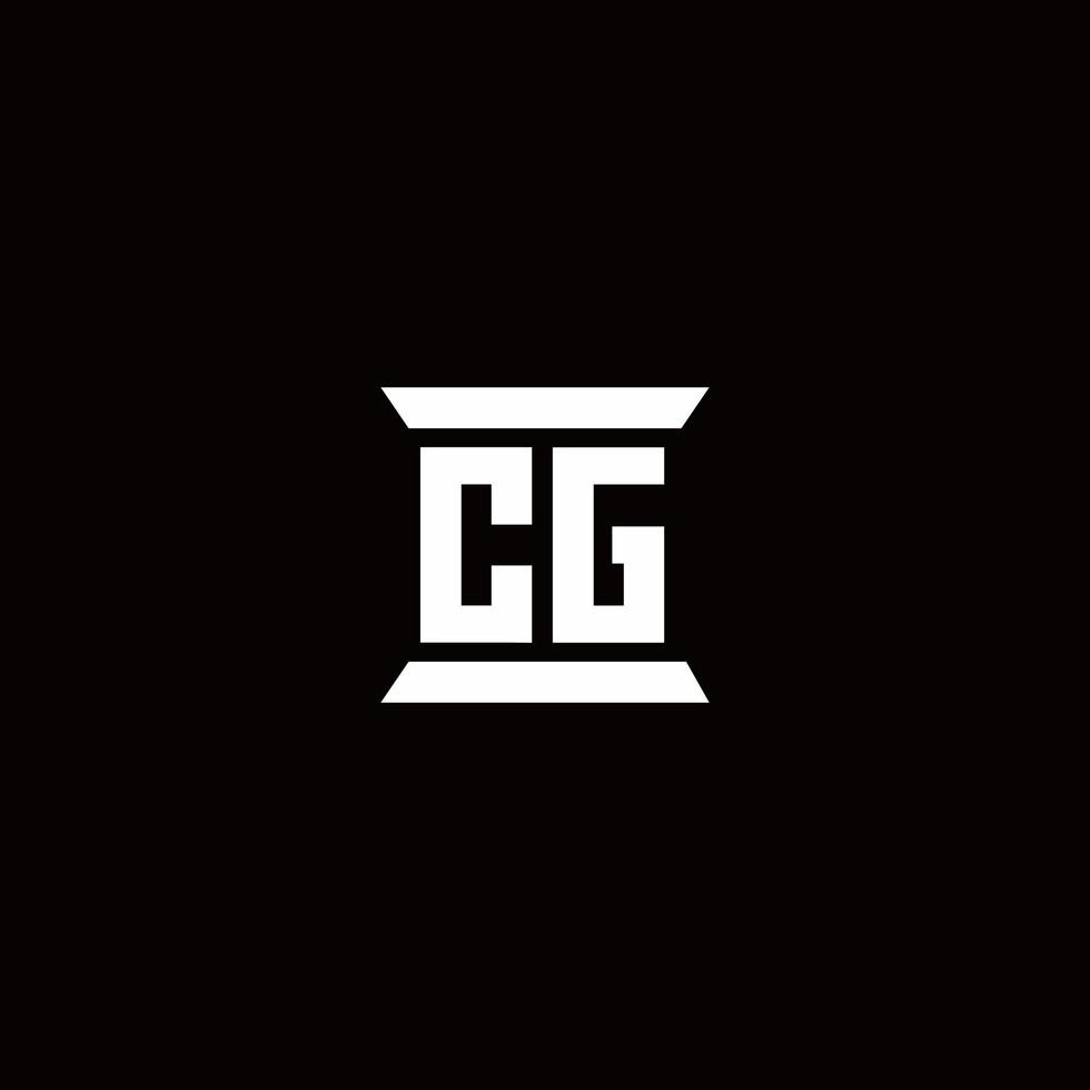cg logo monogram met pilaarvorm ontwerpen sjabloon vector