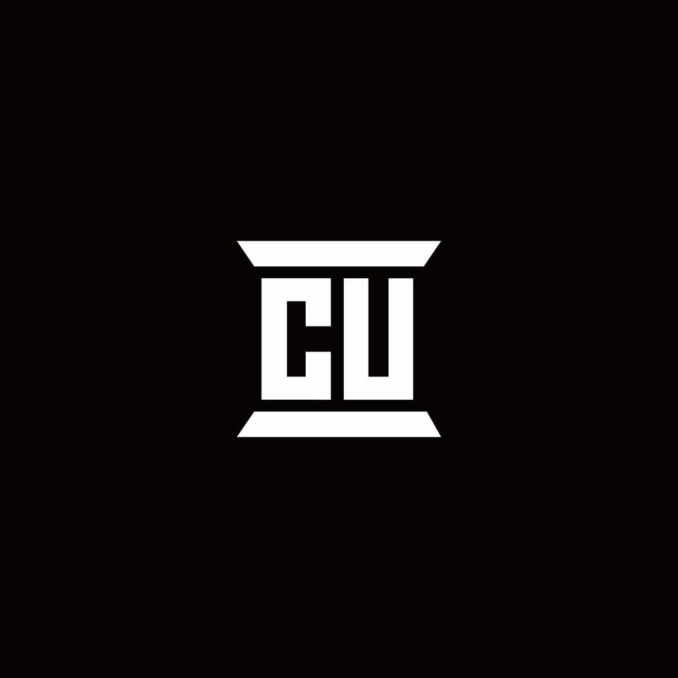 cu logo monogram met pilaarvorm ontwerpen sjabloon vector