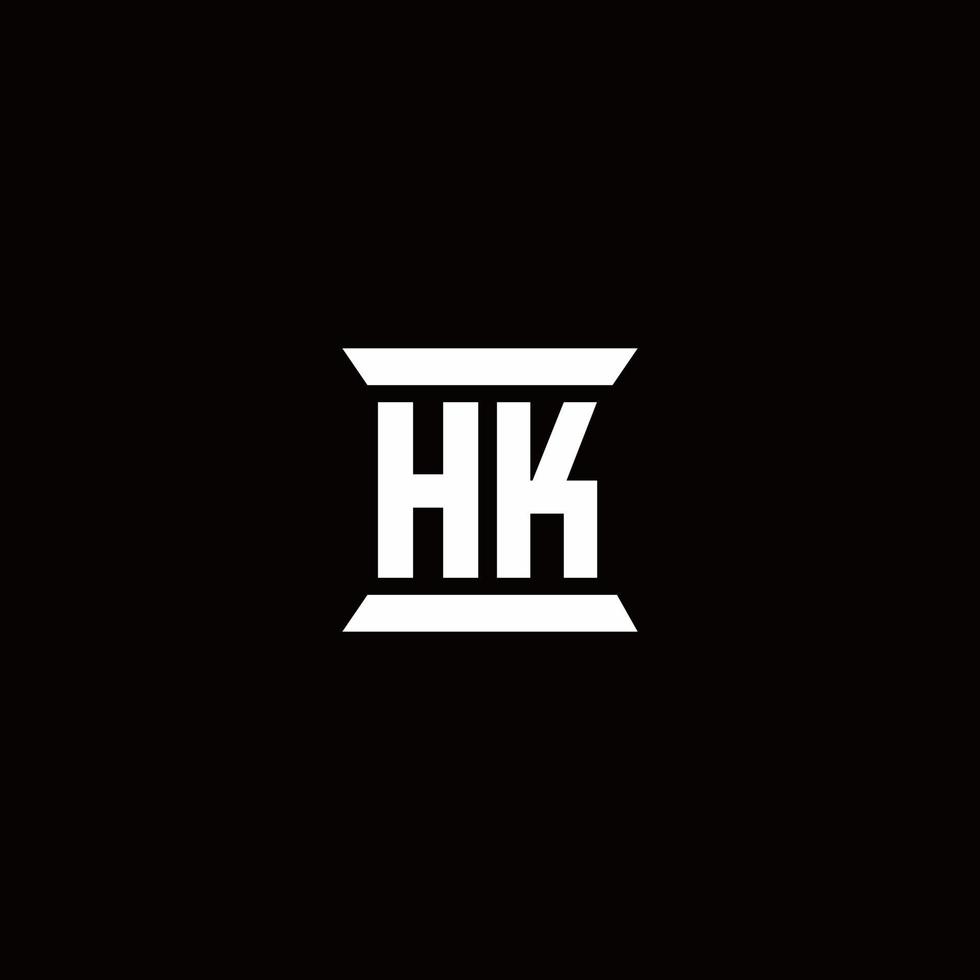 hk logo monogram met pilaarvorm ontwerpen sjabloon vector