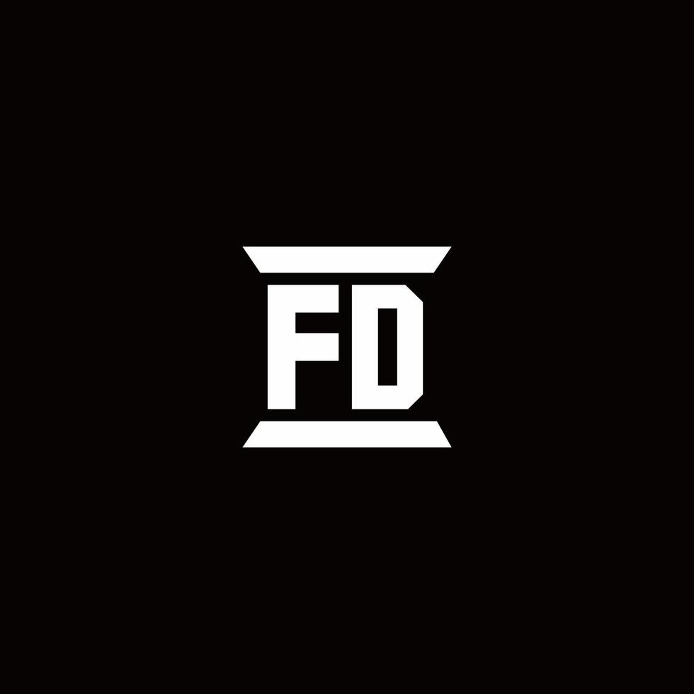 fd-logomonogram met ontwerpsjabloon in pilaarvorm vector