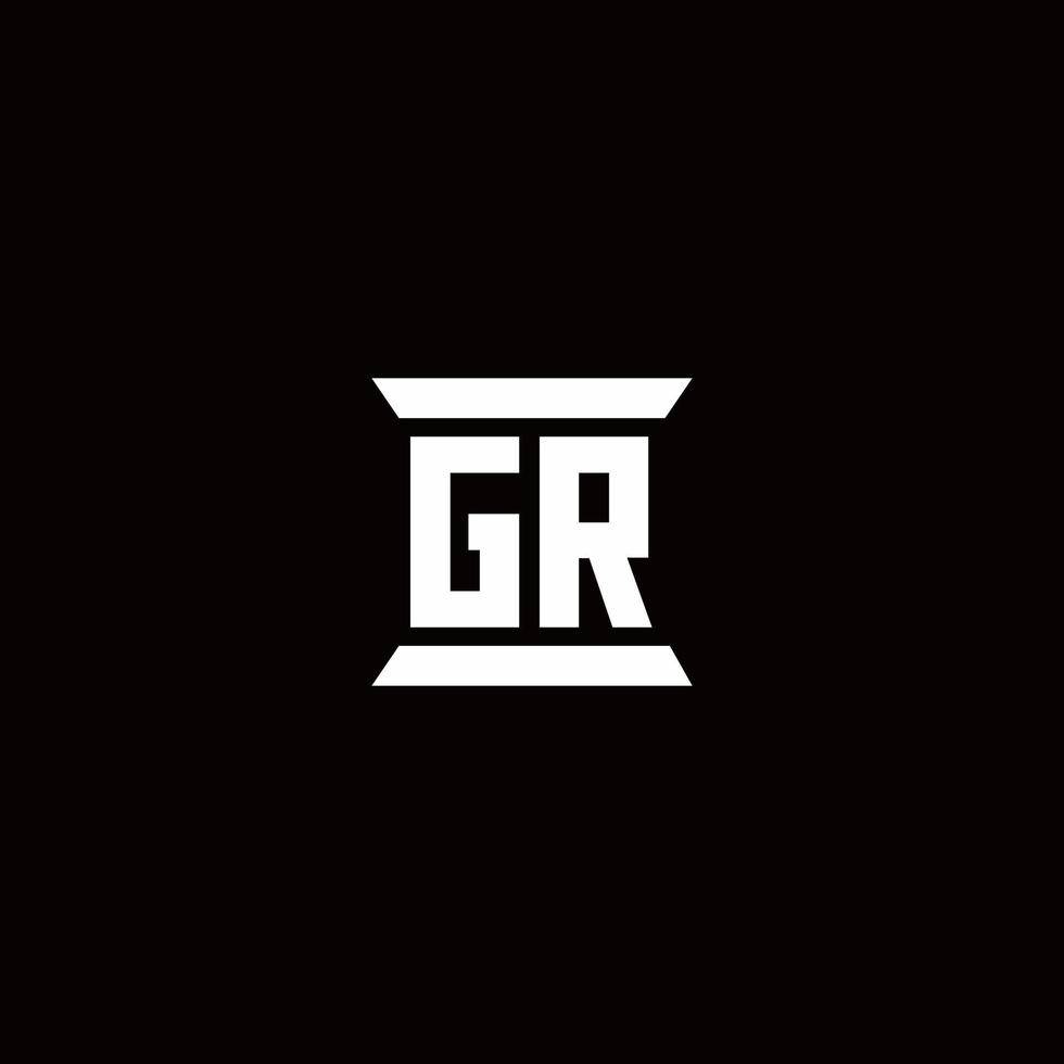 gr logo monogram met pilaarvorm ontwerpen sjabloon vector