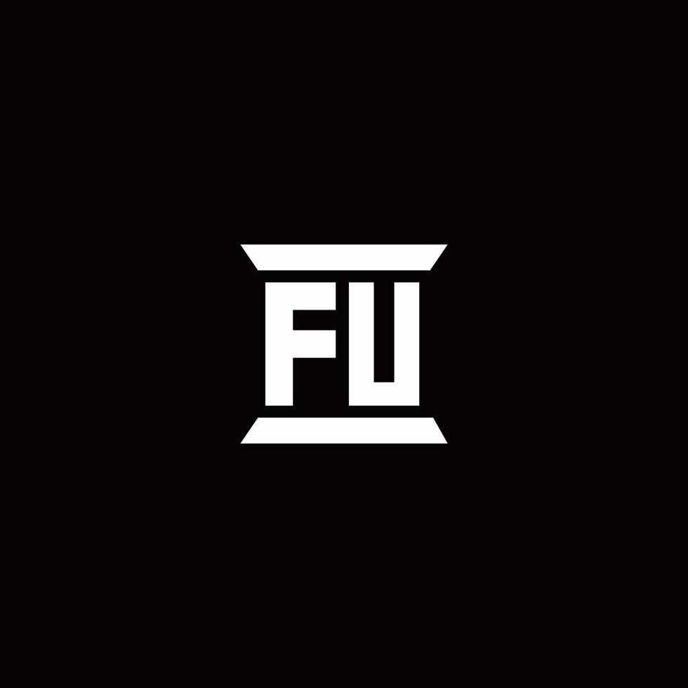 fu logo monogram met pilaarvorm ontwerpen sjabloon vector