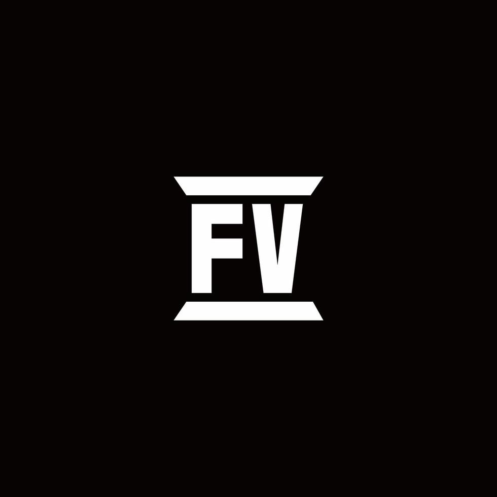 fv logo monogram met pilaarvorm ontwerpen sjabloon vector