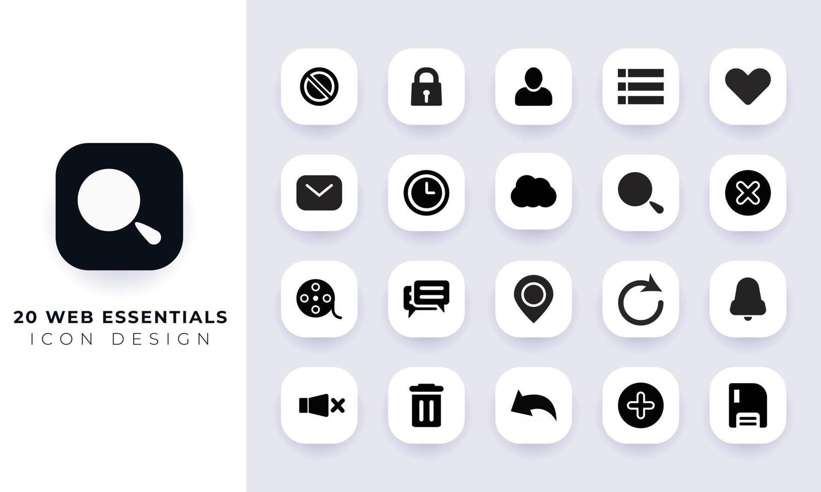 minimaal plat web essentials icon pack. vector