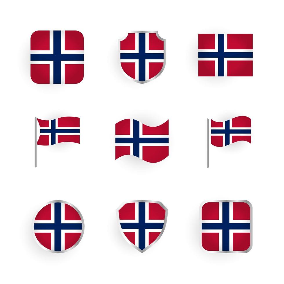 noorwegen vlag iconen set vector