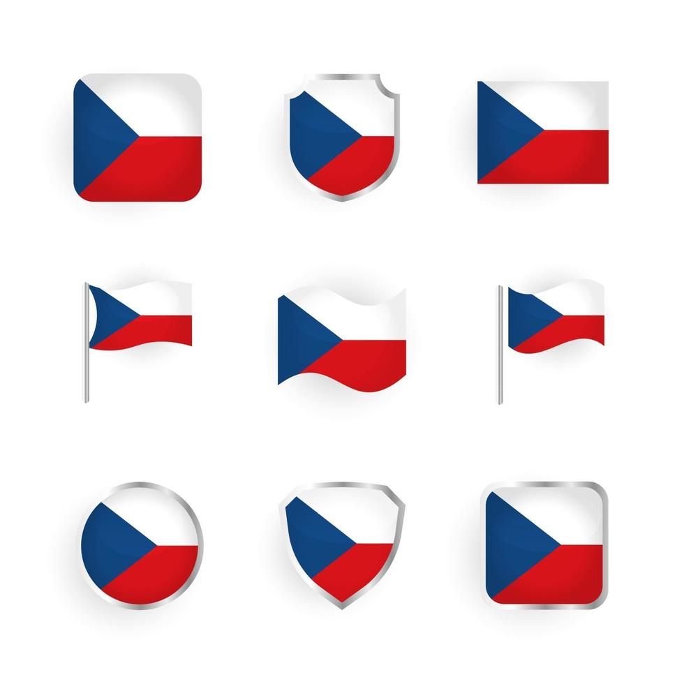 tsjechische republiek vlag iconen set vector