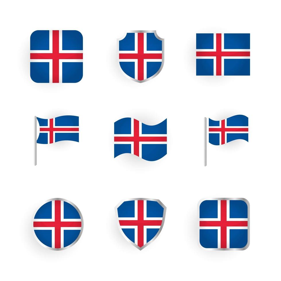 ijsland vlag iconen set vector