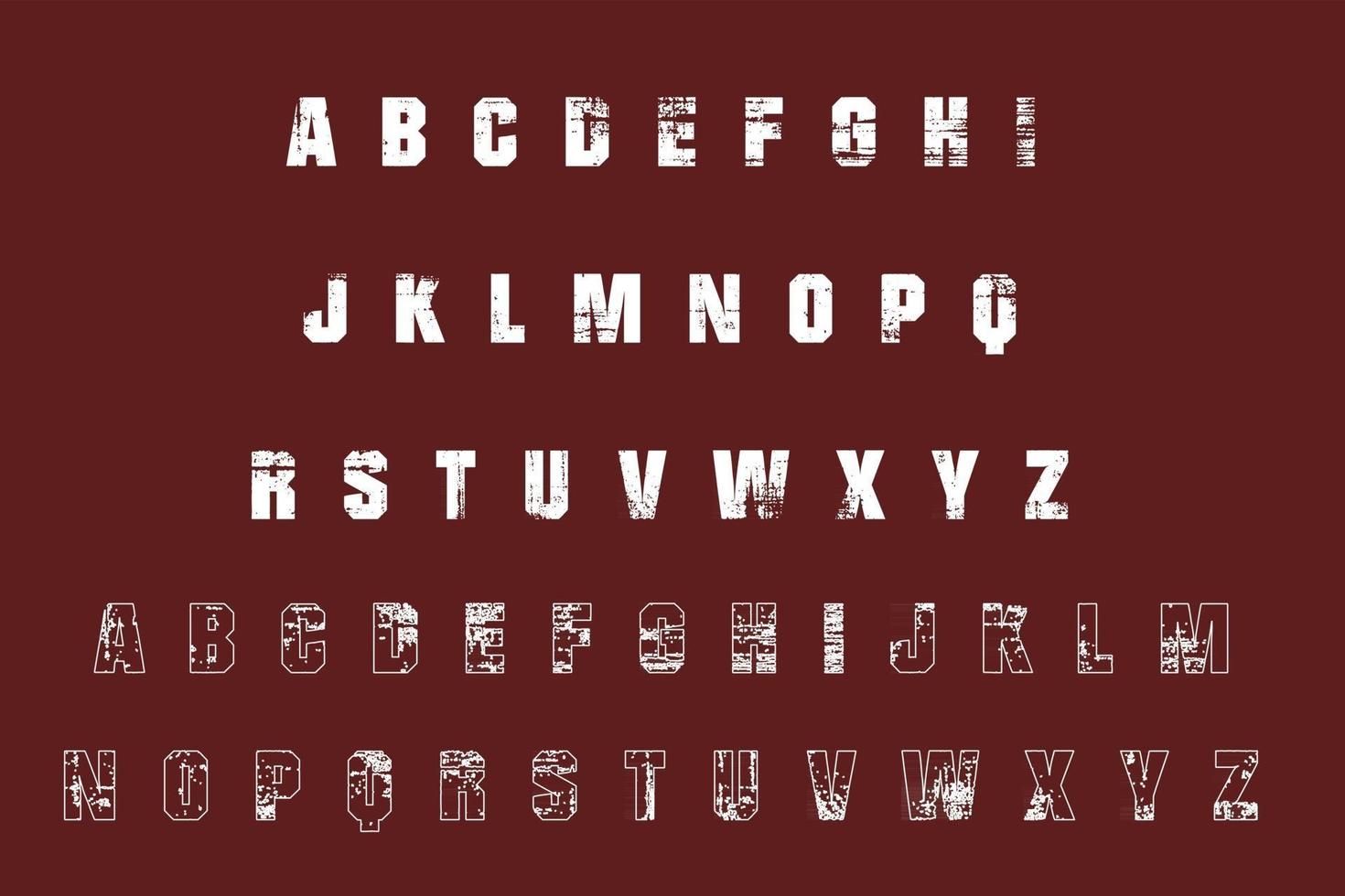 grunge getextureerde alfabet lettertype a tot z vector