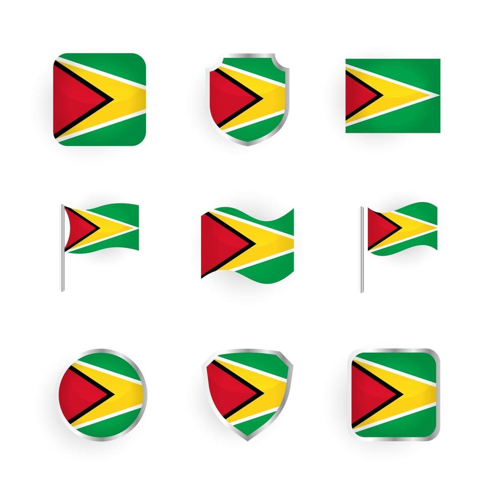 Guyana vlag iconen set vector