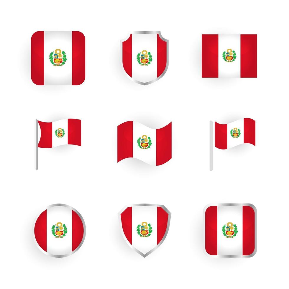 Peru vlag iconen set vector