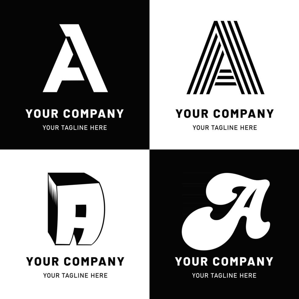 zwart-wit letter een logo set vector