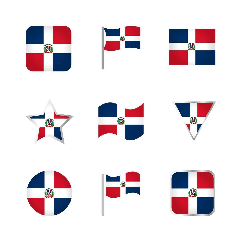 dominicaanse republiek vlag iconen set vector
