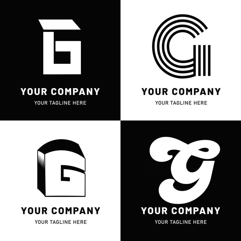 zwart-wit letter g logo set vector