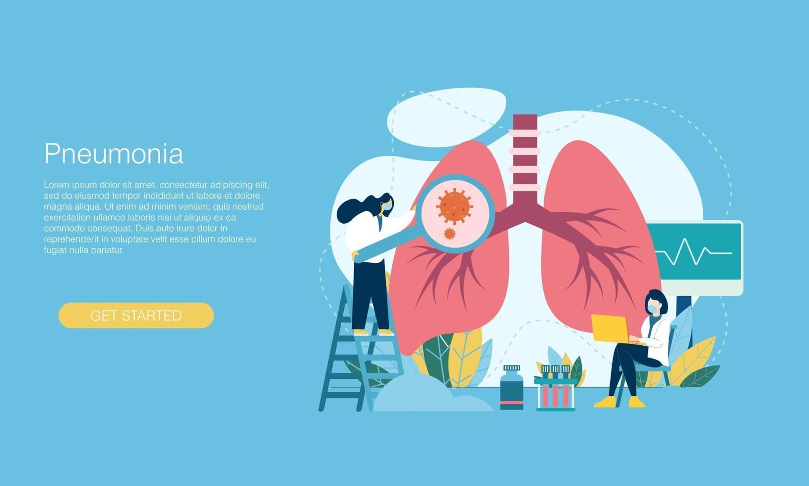 longontsteking corona virus vector illustratie concept