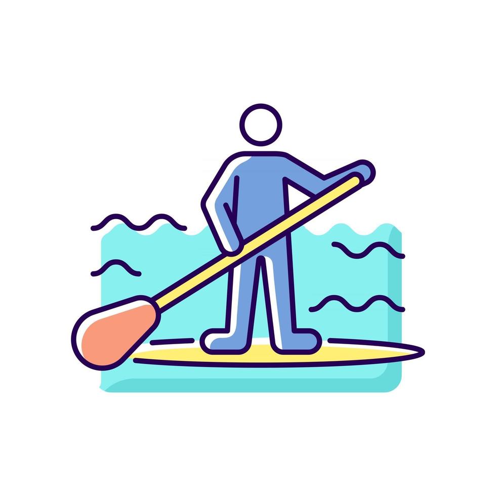 paddle board surfen rgb kleurenpictogram vector