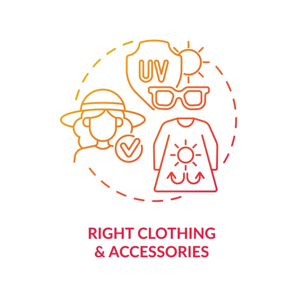 juiste kleding, accessoires concept icoon vector