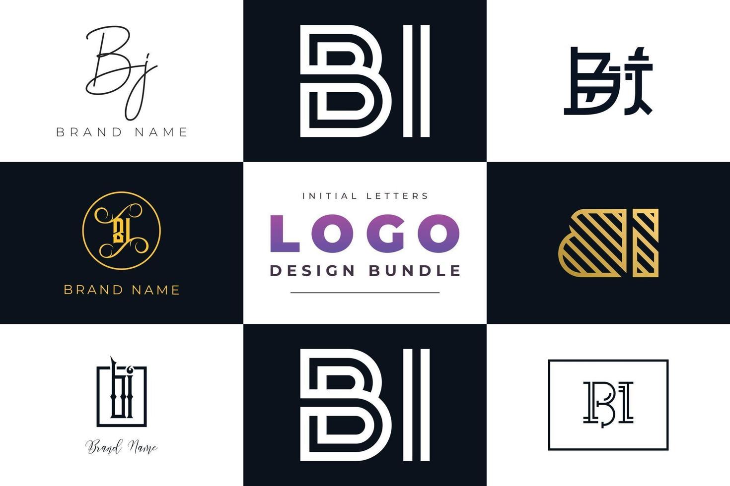 set collectie beginletters bi logo ontwerp. vector