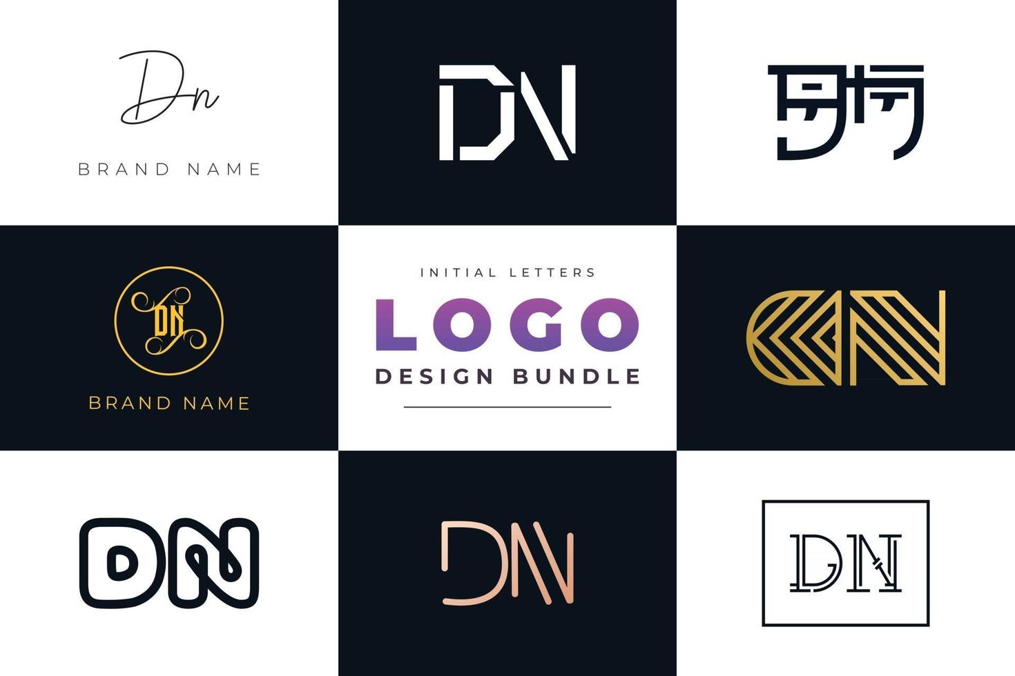 set collectie beginletters dn logo ontwerp. vector