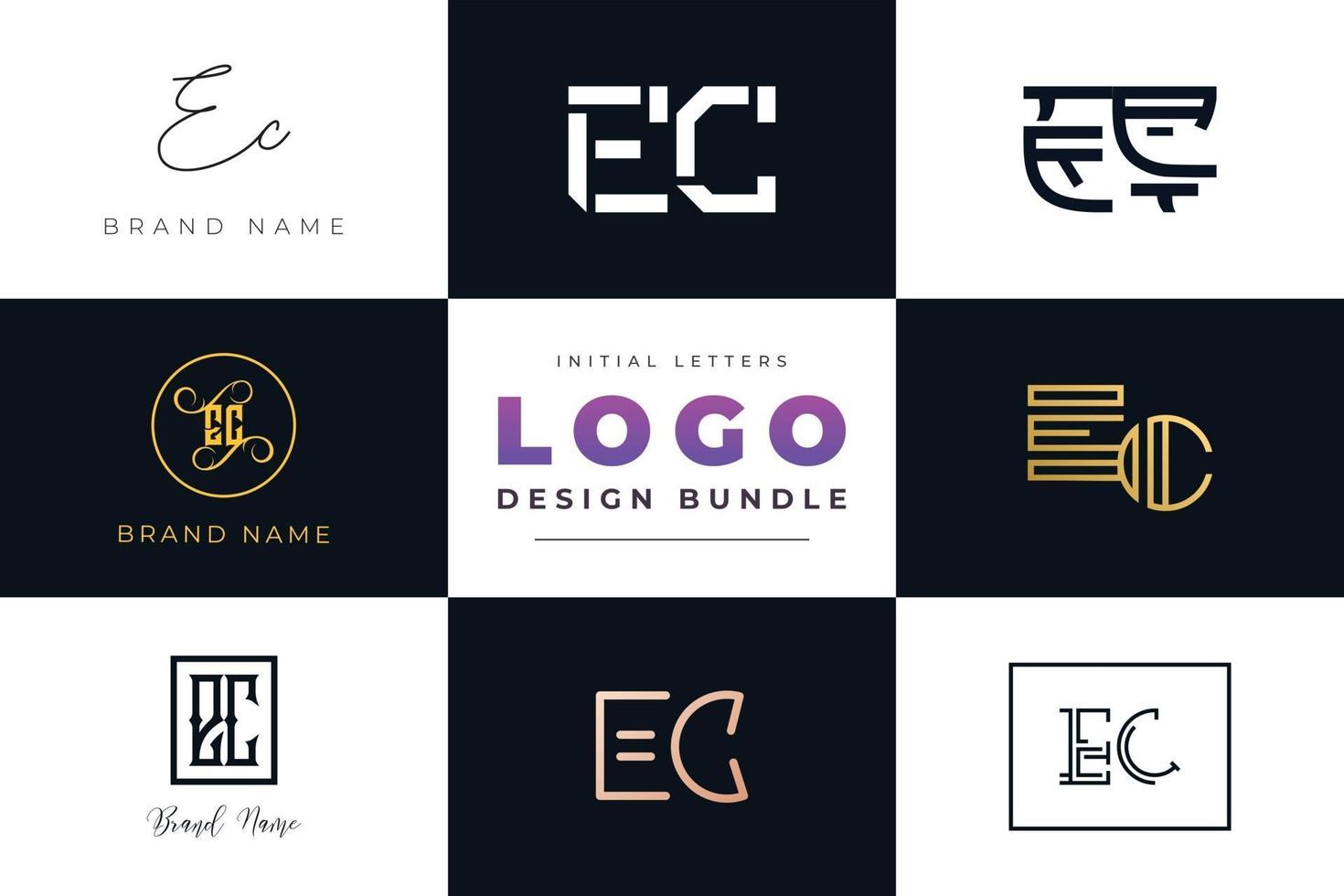 set collectie beginletters ec logo ontwerp. vector